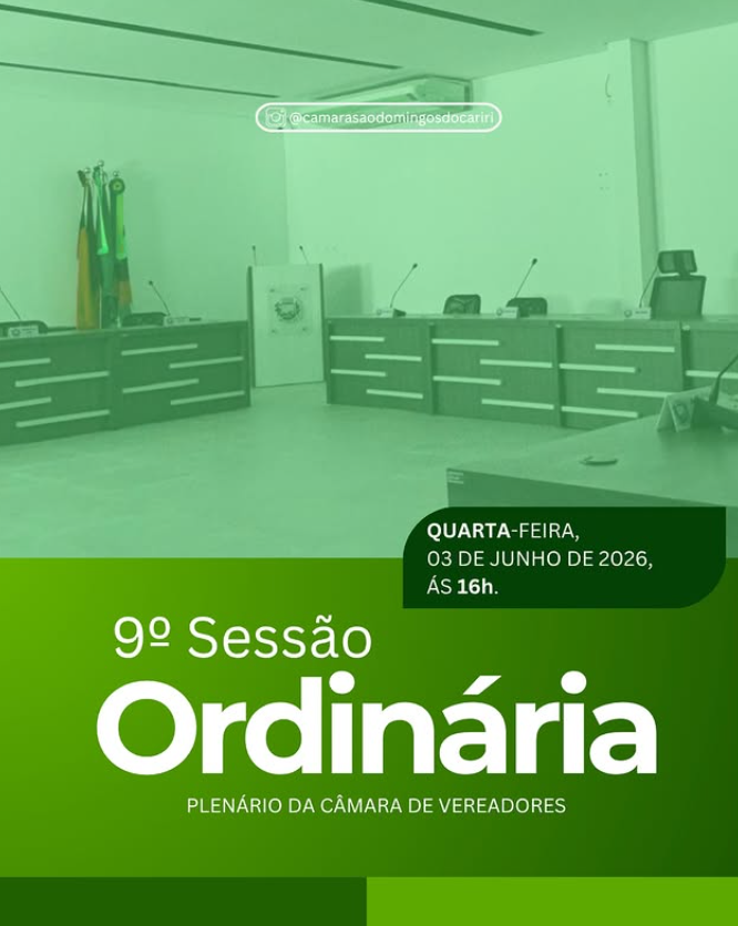 Convite Especial | 9° Sessão Ordinária de 2026📢
