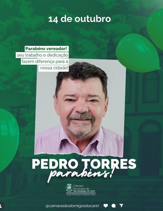 Hoje celebramos mais um ano de vida do nosso querido vereador Pedro Torres!